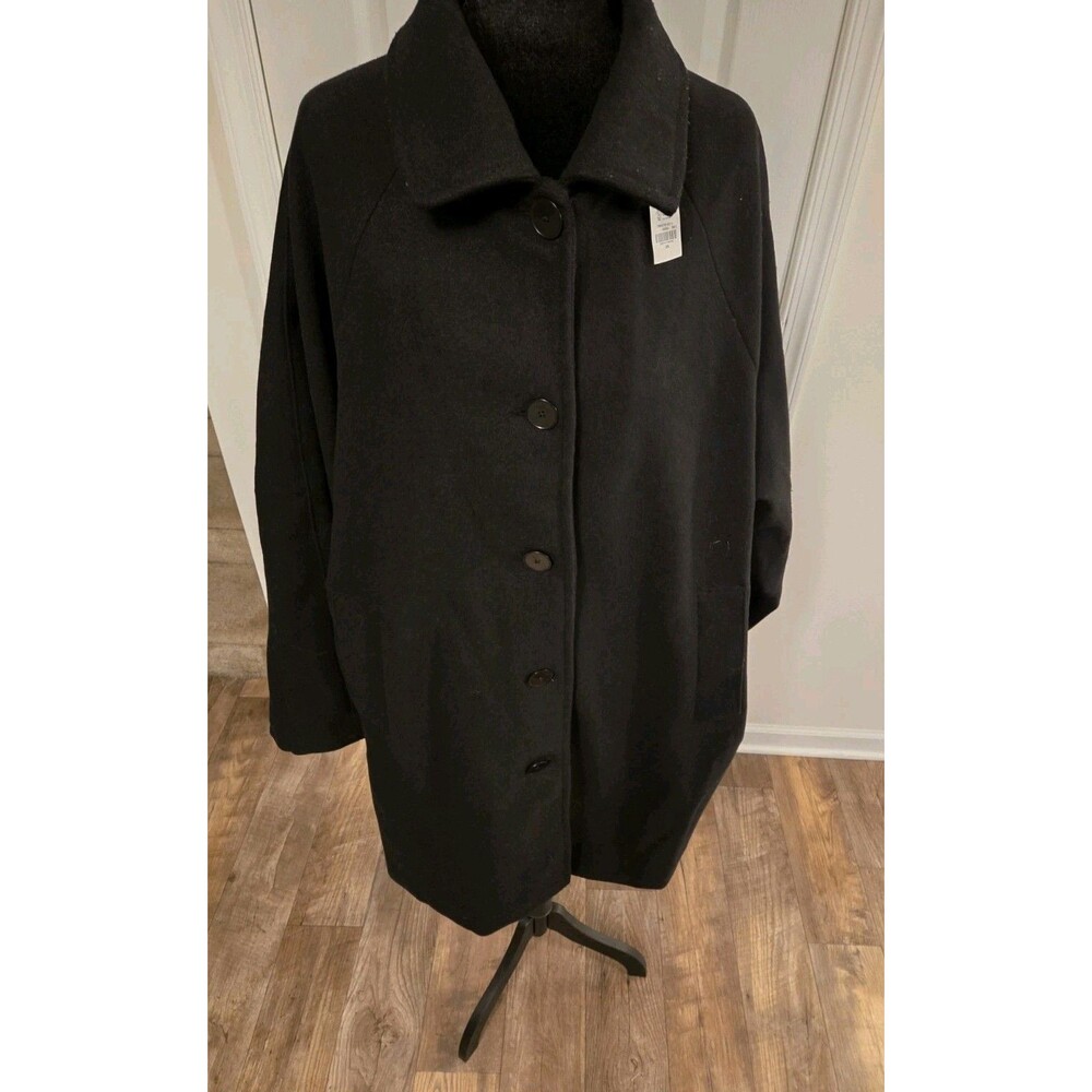 Old Navy Women’s Car Coat Black Lined Button Front Pockets Mid-Length - 2X